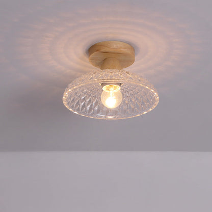 Japanese Minimalist Log Glass 1-light Semi-flush Mount Light