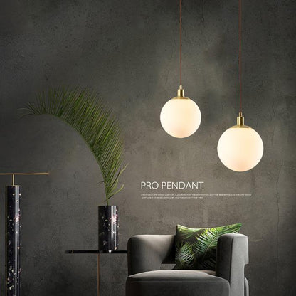 Nordic Minimalist Milky White Glass Ball 1-light Pendant Light