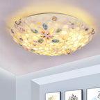 Contemporary Scandinavian Round Shell Iron Glass 2/3/4 Light Flush Mount Ceiling Light For Living Room Lumendat