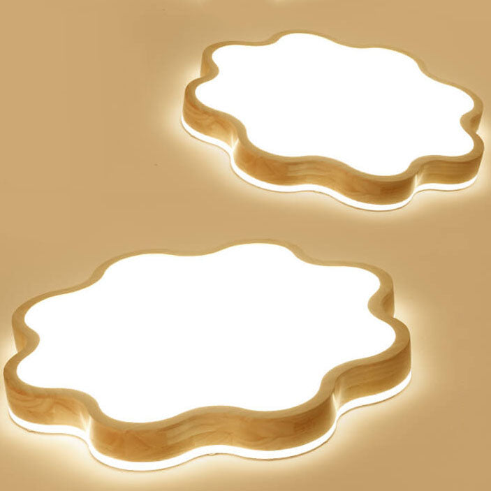 Nordic Flower Shape Wooden LED Flush Mount Ceiling Light Lumendat