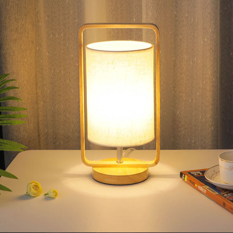Modern Minimalist Wood Cloth Portable LED Night Light Table Lamp Lumendat