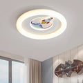 Lumendat Contemporary Creative Kids Round Rocket Astronaut Iron Acrylic LED Flush Mount Ceiling Light For Bedroom Lumendat