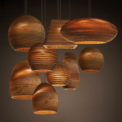Contemporary Retro Paper Elliptic Spherical Bell Trapezoid Semicircle Polygonal 1-light Pendant Light for Dining Room