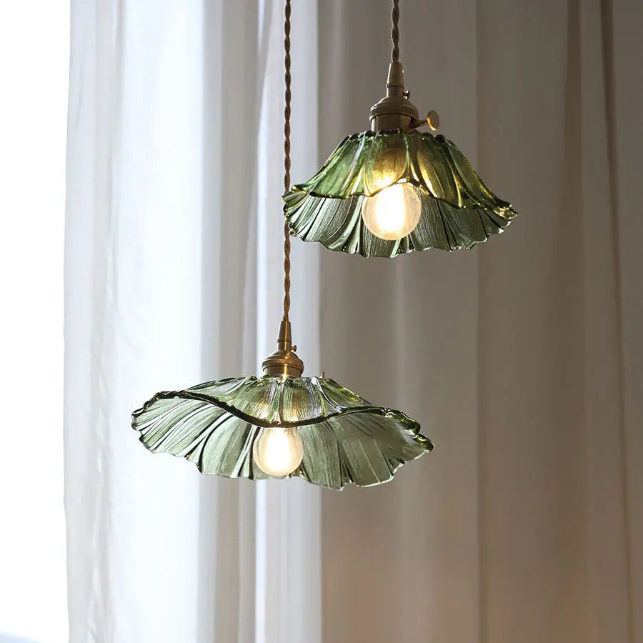 Modern Art Deco Sunflower Copper Glass 1-light Pendant Light for Living Room modern luxury lighting fixture