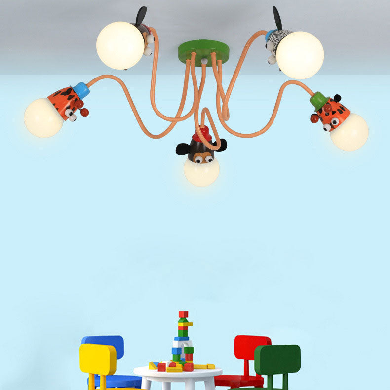 Lumendat Cartoon Creative Animal Light Head 3/4/5 Light Kids Semi-Flush Mount Ceiling Light Lumendat