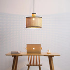 Japanese Minimalist Round Plum Pvc Rattan 1-light Pendant Light