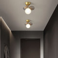 Modern Mid-century Acrylic Flower Decor Glass Ball Shade 1-Light Semi-Flush Mount Ceiling Light For Living Room Lumendat