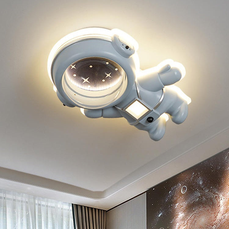 Lumendat Contemporary Creative Kids Metal Acrylic Resin Astronaut Flush Mount Ceiling Light For Bedroom Lumendat