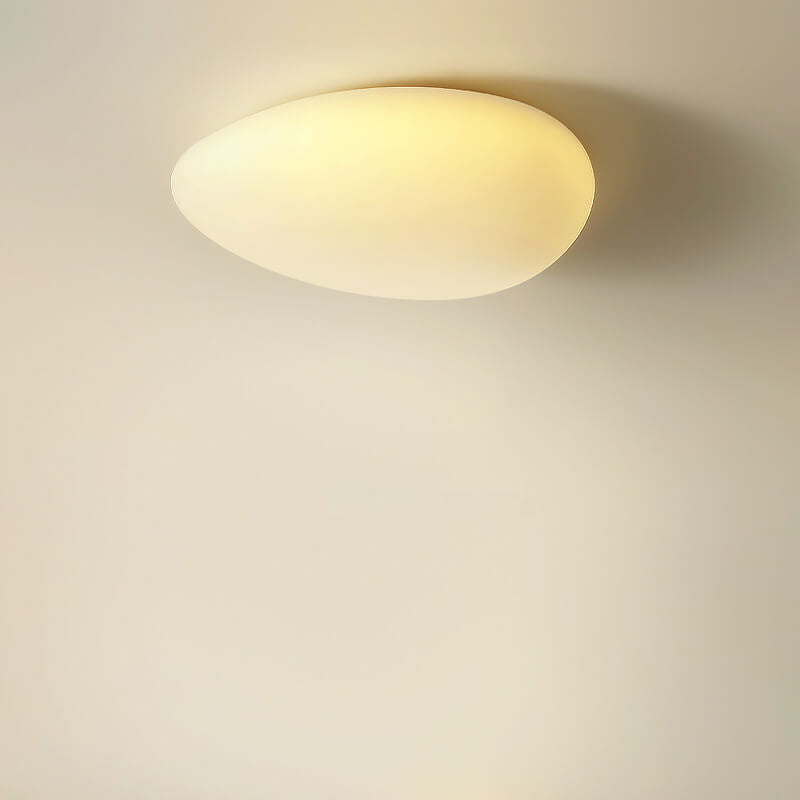 Nordic Minimalist Cobblestone Pe Lampshade LED Flush Mount Ceiling Light
