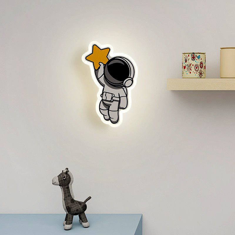Lumendat Contemporary Creative Acrylic Cartoon Fairy Astronaut Iron LED Kids Wall Sconce Lamp For Bedroom Lumendat