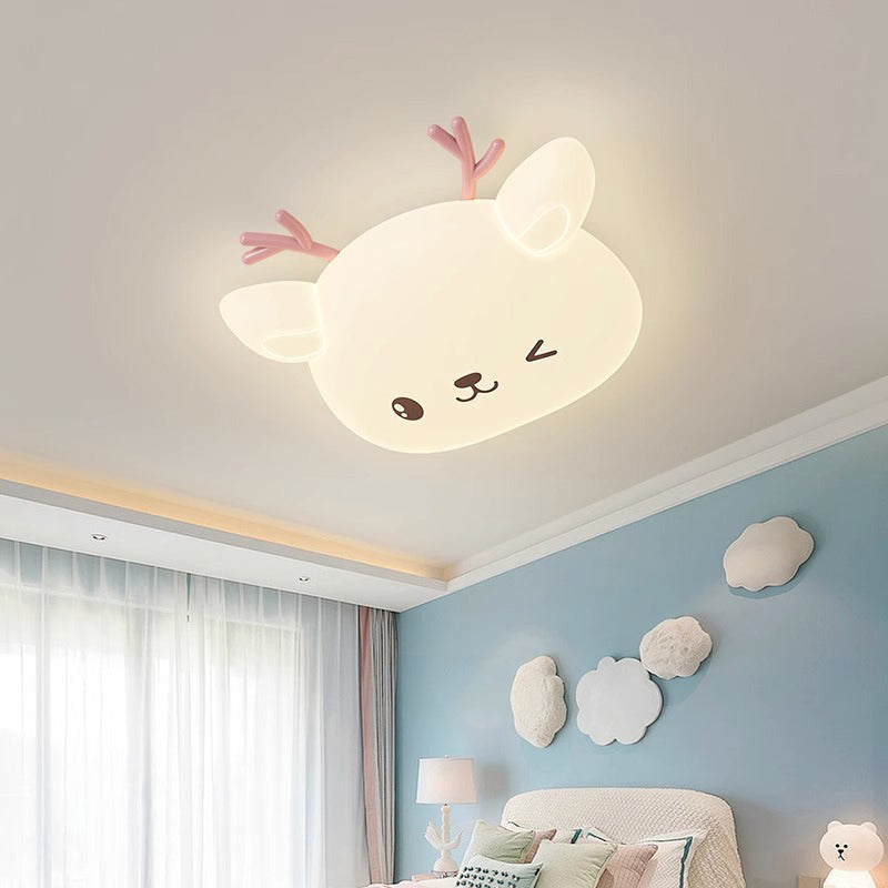 Lumendat Modern Simplicity Kids Iron PE Deer Elliptical LED Flush Mount Ceiling Light For Bedroom Lumendat