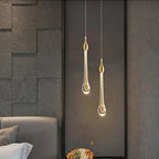 Contemporary Scandinavian Water Drops Metal Glass LED Pendant Light for Bedroom BulbSquare