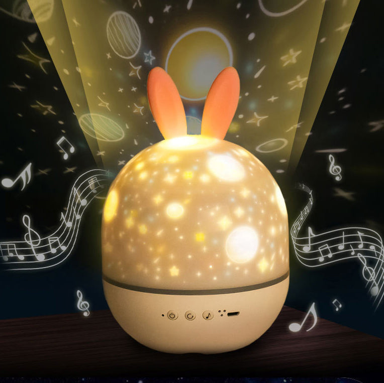 Lumendat Contemporary Creative Kids Projectable Round Rabbit Deer ABS LED Table Lamp For Bedroom Lumendat