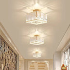 European Luxury Crystal Round Square 1-light Semi-flush Mount Ceiling Light