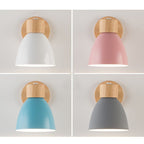 Modern Minimalist Solid Color Macaron Iron Wood 1-Light Wall Sconce Lamp