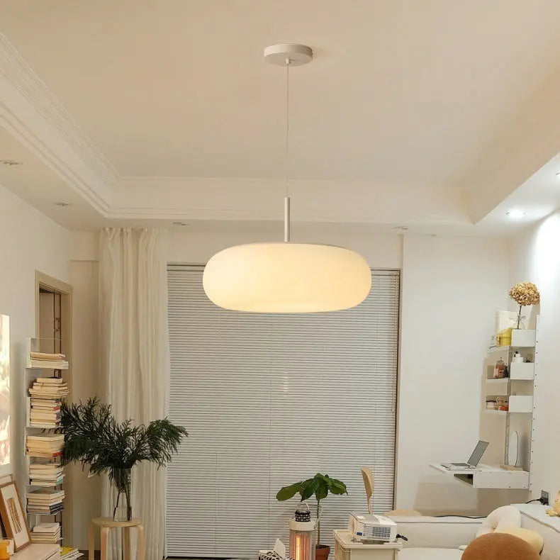 Modern Minimalist Oval Iron Pe LED Pendant Light for Living Room BulbSquare
