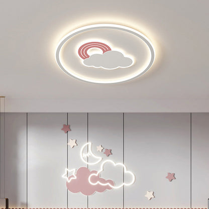 Contemporary Creative Cartoon Cloud Rainbow Acrylic LED Flush Mount Ceiling Light for Living Room