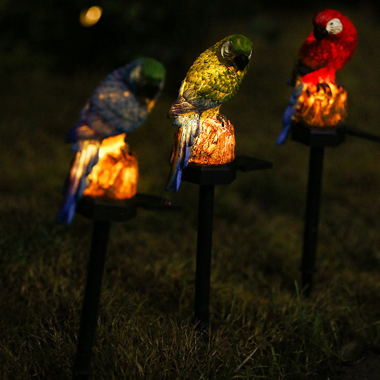 Outdoor Solar Waterproof Colorful Resin Parrot LED Lawn Insert Landscape Light Lumendat