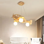 Lumendat Cartoon Creative Wooden Planes Magic Beans Glass 3-Light Kids Chandelier Lumendat