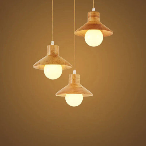 Traditional Japanese Wood Round 1-light Pendant Light for Dining Room