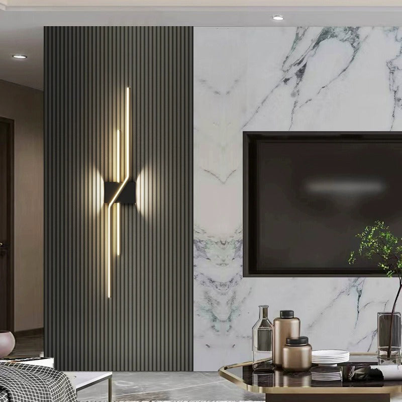 Modern Minimalist Aluminum Geometric Long Straight Line LED Wall Sconce Lamp For Living Room Lumendat