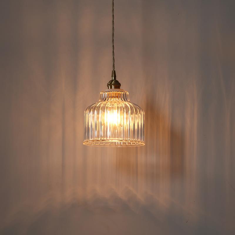 Modern Minimalist Copper Glass Semicircular 1-light Pendant Light for Bedroom