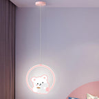 Lumendat Modern Simplicity Kids Aluminum Iron Acrylic Circle Bear Cow LED Pendant Light For Bedside Lumendat