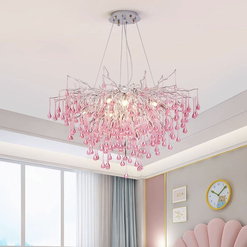 Modern Luxury Crystal Glass Aluminum Branch Water Drop 6/8/10/14 Chandeliers for Dining Room