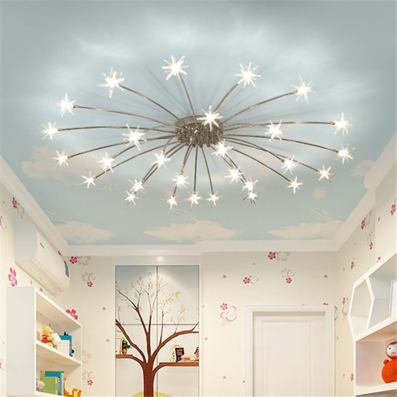 Contemporary Creative Full Of Star Iron 12/21/28 Light Flush Mount Ceiling Light For Living Room Lumendat