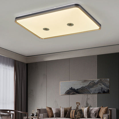 Traditional Chinese Square Geometric Acrylic LED Flush Mount Ceiling Light for Living Room