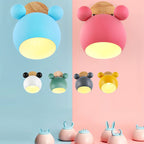 Lumendat Nordic Cartoon Bear Dome 1-Light Kids Wall Sconce Lamp Lumendat