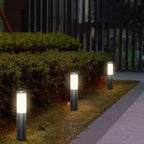 Modern Cylindrical Stainless Steel Waterproof Solar Outdoor Lawn LED Garden Ground Insert Landscape Light Lumendat