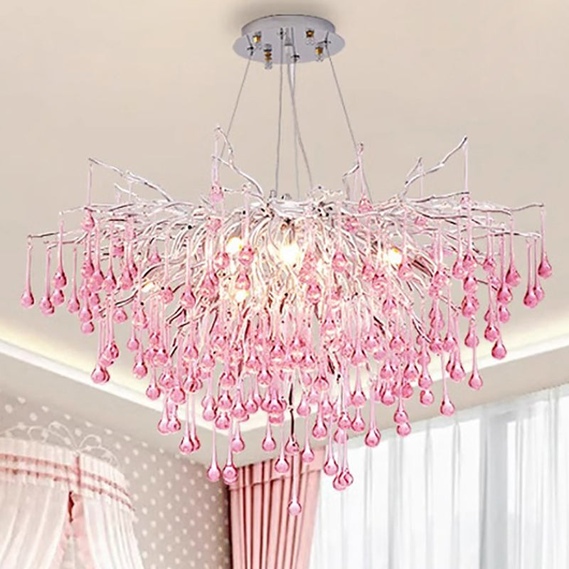 Modern Luxury Crystal Glass Aluminum Branch Water Drop 6/8/10/14 Chandeliers for Dining Room