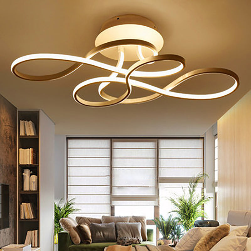 Modern Transitional Irregular Strip Aluminum Acrylic LED Semi-Flush Mount Ceiling Light For Living Room Lumendat