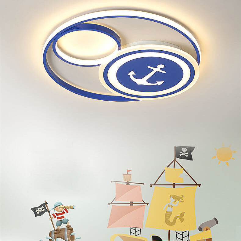Lumendat Cartoon Creative Rudder Nautical LED Flush Mount Ceiling Light Lumendat