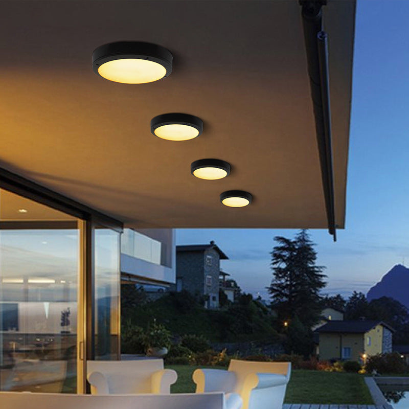 Outdoor Simple Round Octagon Aluminum Waterproof LED Flush Mount Ceiling Light BulbSquare