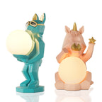 Lumendat Contemporary Creative Resin Unicorn Glass Shade 1-Light Kids Table Lamp For Bedroom Lumendat