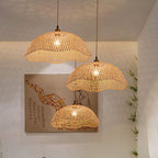Modern Minimalist Weaving Bamboo Lanterns 3-lights Chandelier BulbSquare