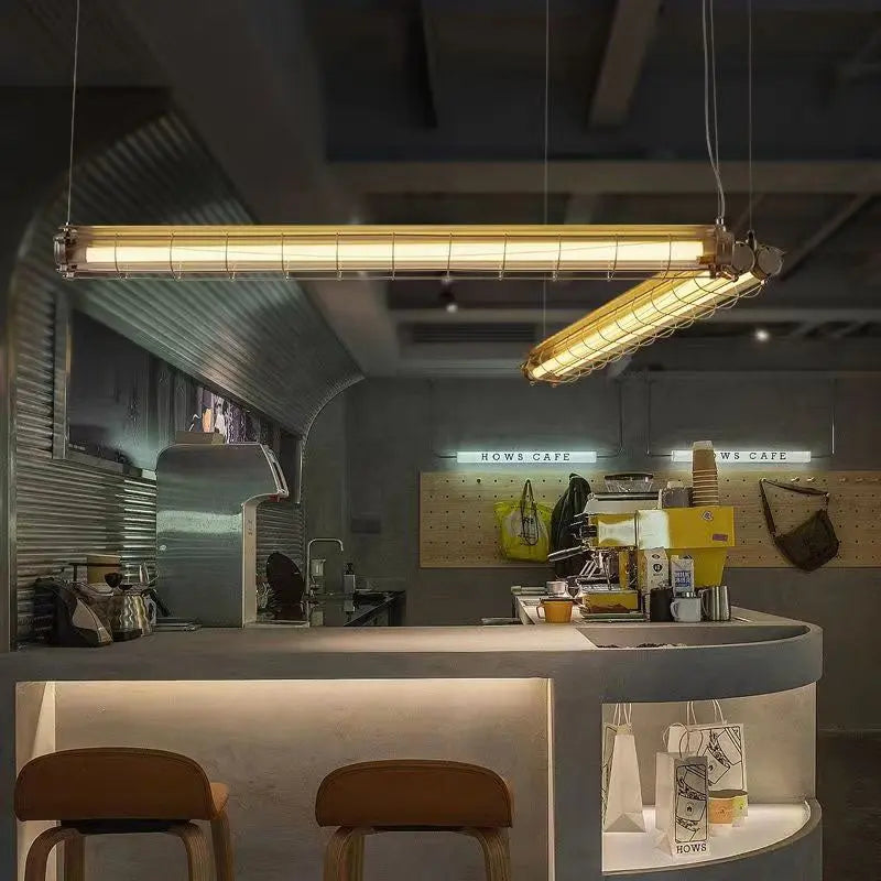 Contemporary Industrial Long Metal Acrylic 1/2 Light Island Light Chandelier for Dining Room Lumendat