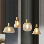 Vintage Minimalist Semi-circular Cone Cup Iron Glass 1-light Pendant Light BulbSquare