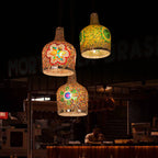 Modern Creative Stained Glass Bottle 1-light Pendant Light BulbSquare