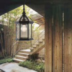 Modern Minimalist Hexagonal Column Aluminum Glass 1-light Outdoor Pendant Light for Garden BulbSquare