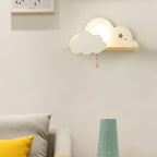 Nordic Macaron Cloud Glass Wood 1-Light Wall Sconce Lamp
