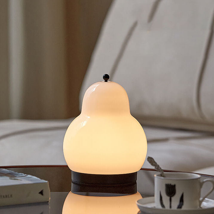 Traditional French Cream Pear Shape LED Rechargeable Touch Table Lamp For Bedroom Lumendat
