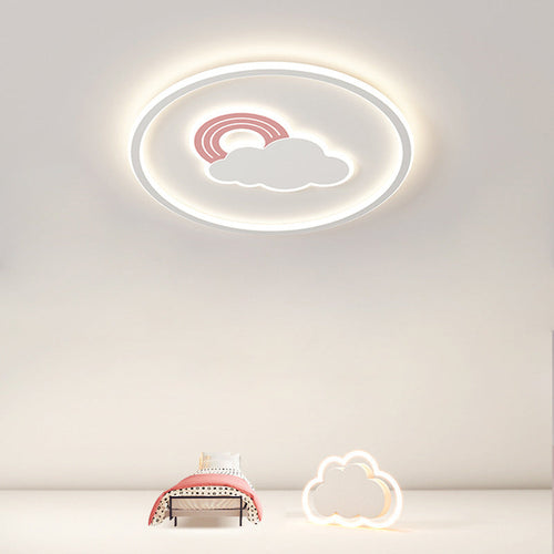 Contemporary Creative Cartoon Cloud Rainbow Acrylic LED Flush Mount Ceiling Light for Living Room