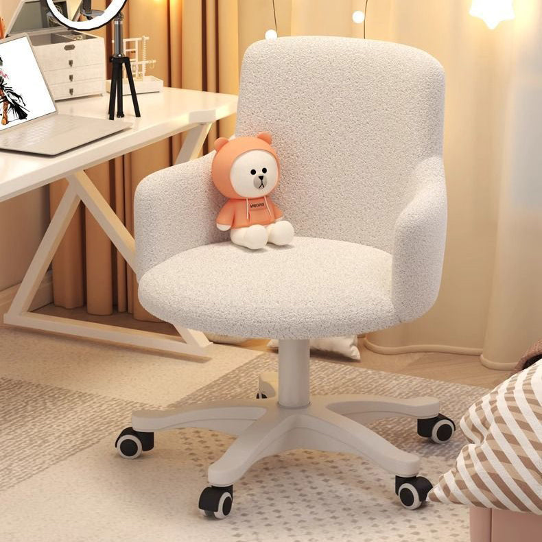 Modern Minimalist Fabric Velvet Nylon Sponge Round Rotatable Desk Chair Backrest Armrest For Home Office DFM-F
