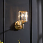 French Light Luxury Crystal Copper Cylinder 1-Light Wall Sconce Lamp Lumendat