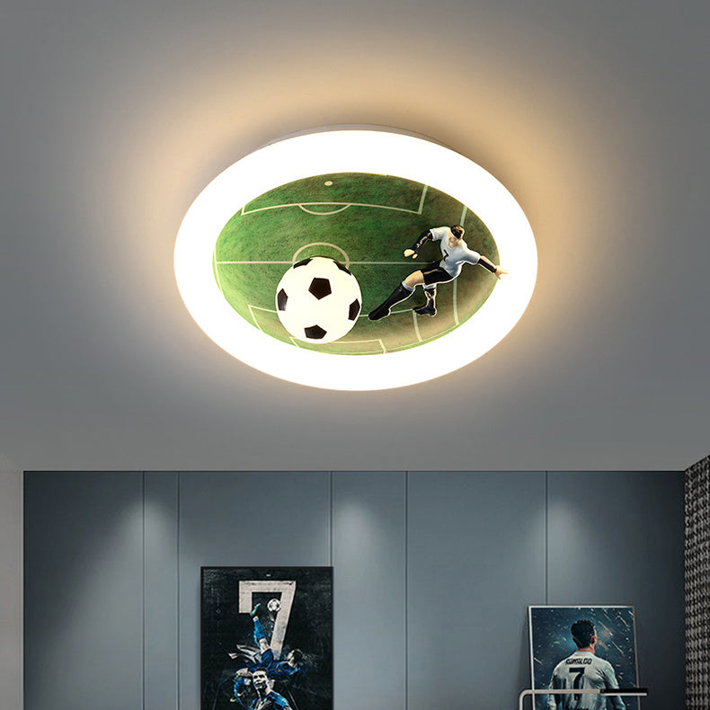 Lumendat Contemporary Creative Kids Football Iron Acrylic LED Flush Mount Ceiling Light For Bedroom Lumendat