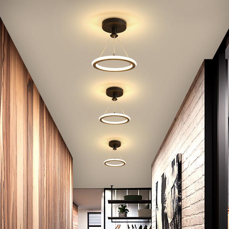 Modern Simplicity Aluminum Circle Strip LED Semi-Flush Mount Ceiling Light For Hallway Lumendat