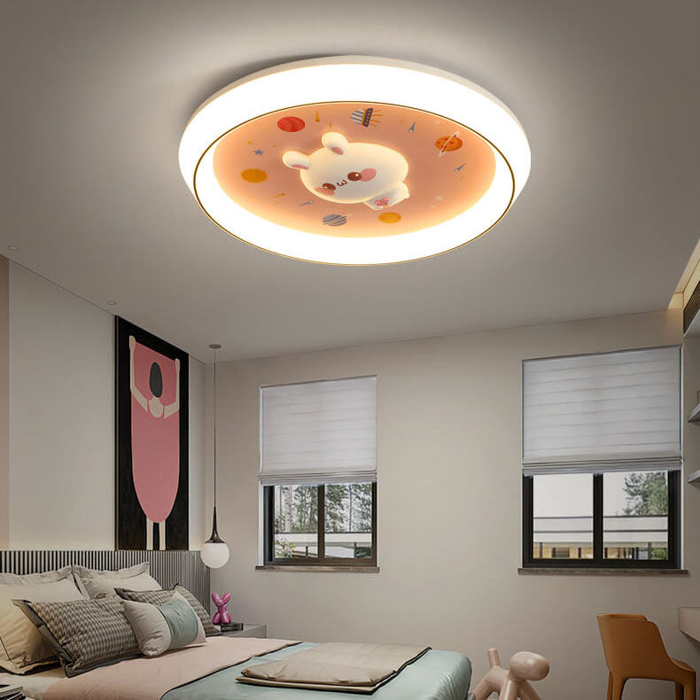 Lumendat Modern Cartoon Rabbit Children's Iron LED Flush Mount Ceiling Light Lumendat